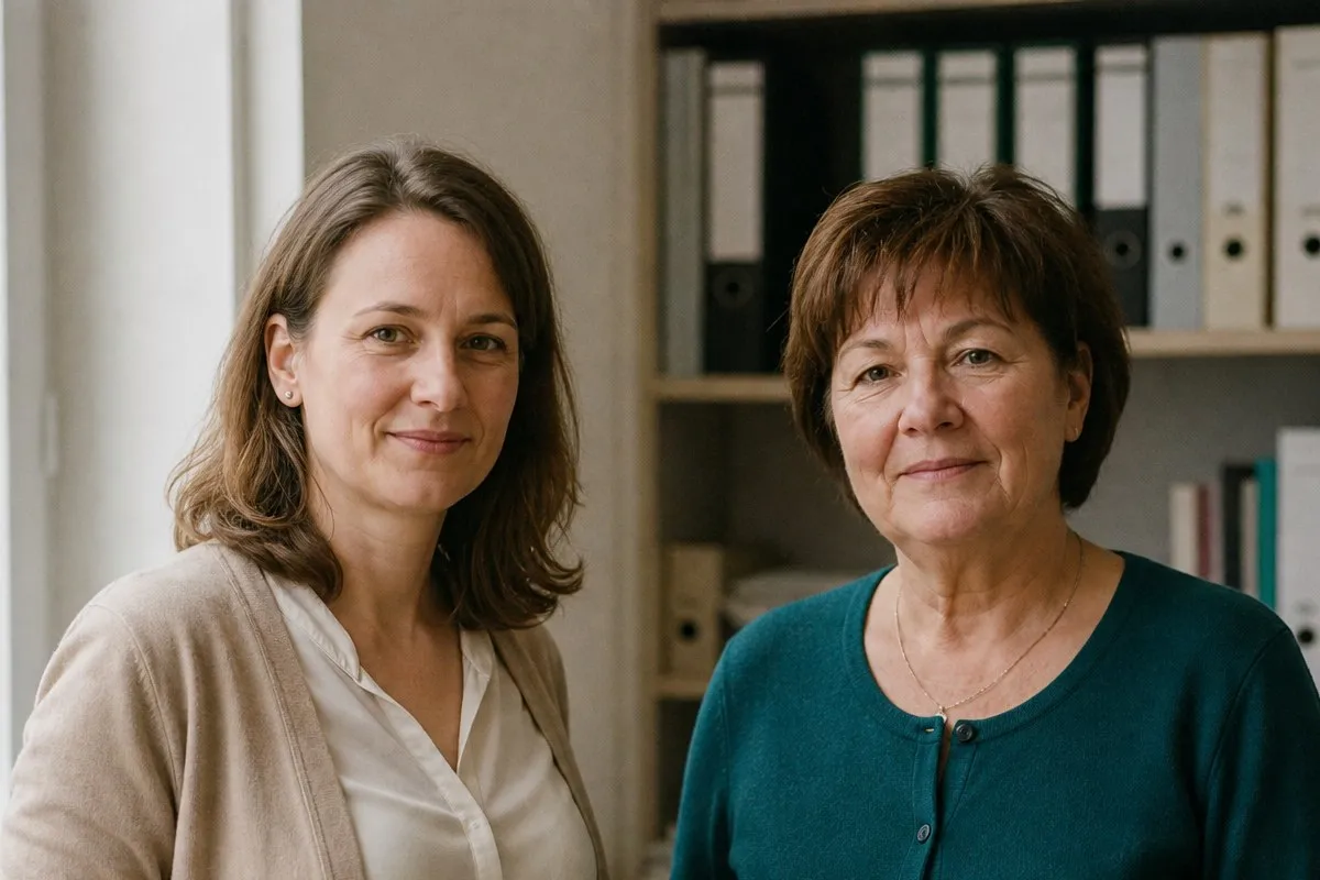 Mirjam Stahr und Katja Olschewski in ihrem Büro in Freiburg-Hochdorf